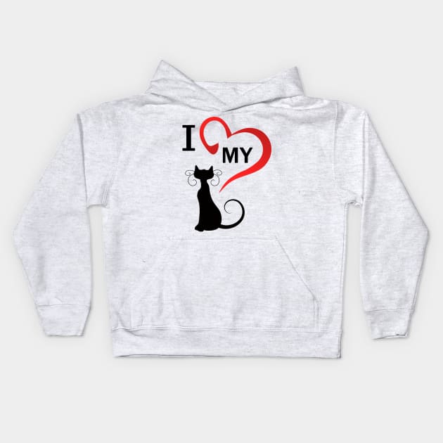 I love my cat Kids Hoodie by hottehue